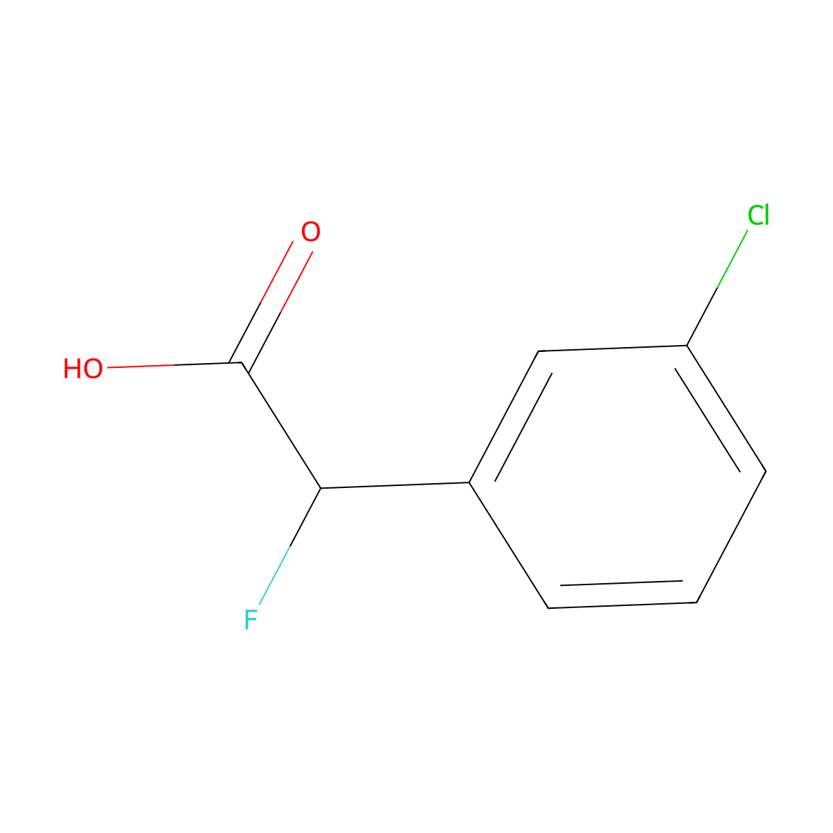 2-(3-Chlorophenyl)-2-fluoroacetic acid molecular structure, CAS 74590-68-4