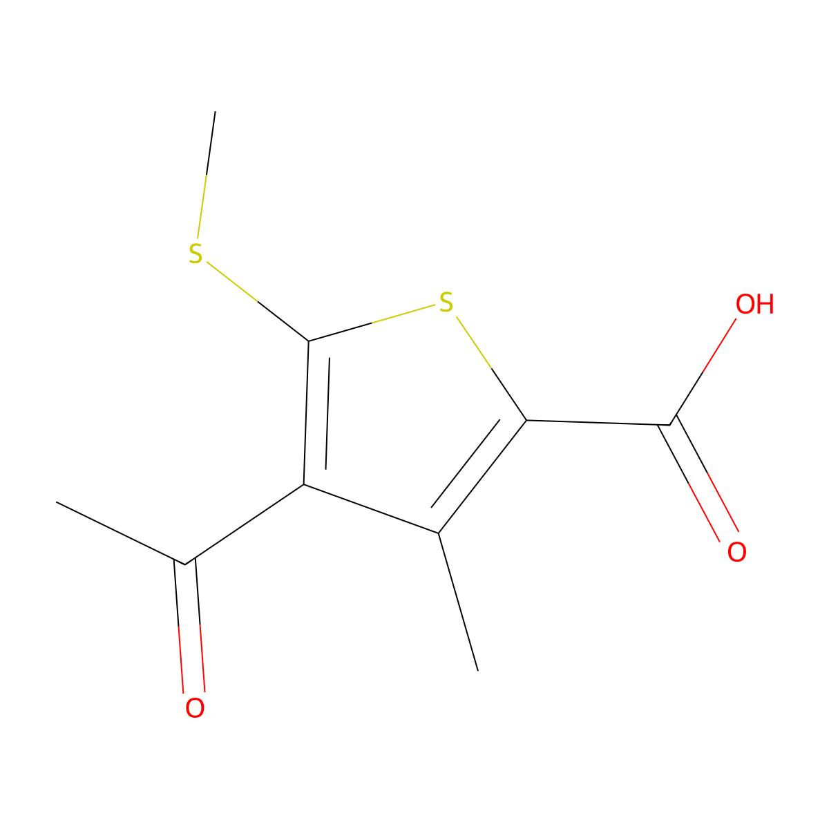 4-Acetyl-3-methyl-5-(methylthio)thiophene-2-carboxylic acid molecular structure, CAS 74597-87-8