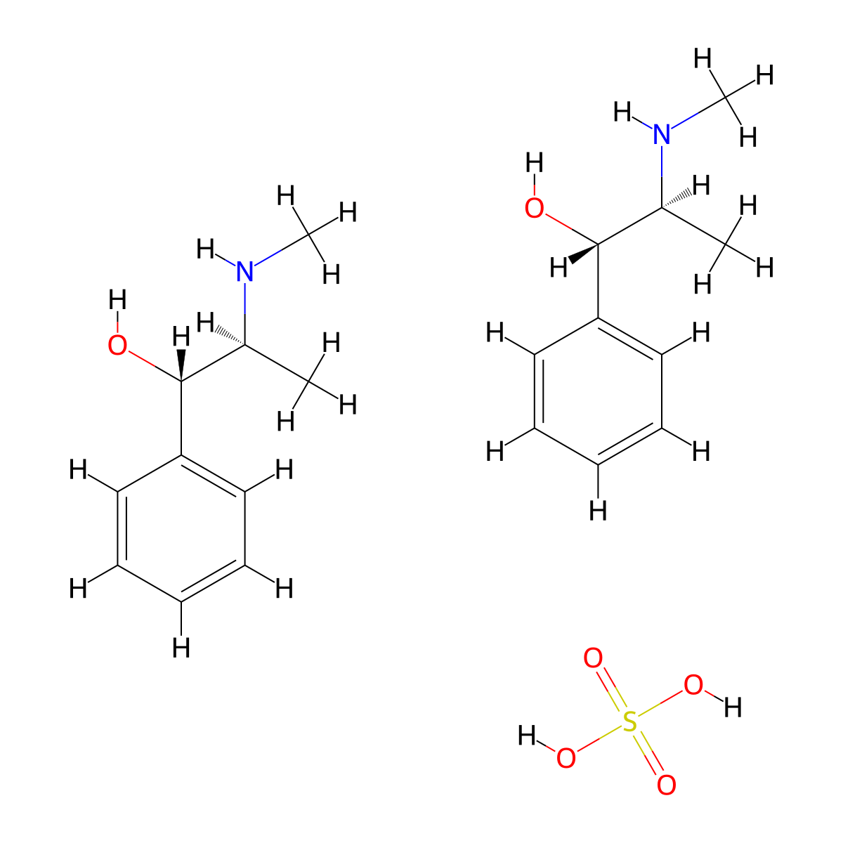 Pseudoephedrine Sulfate molecular structure, CAS 7460-12-0