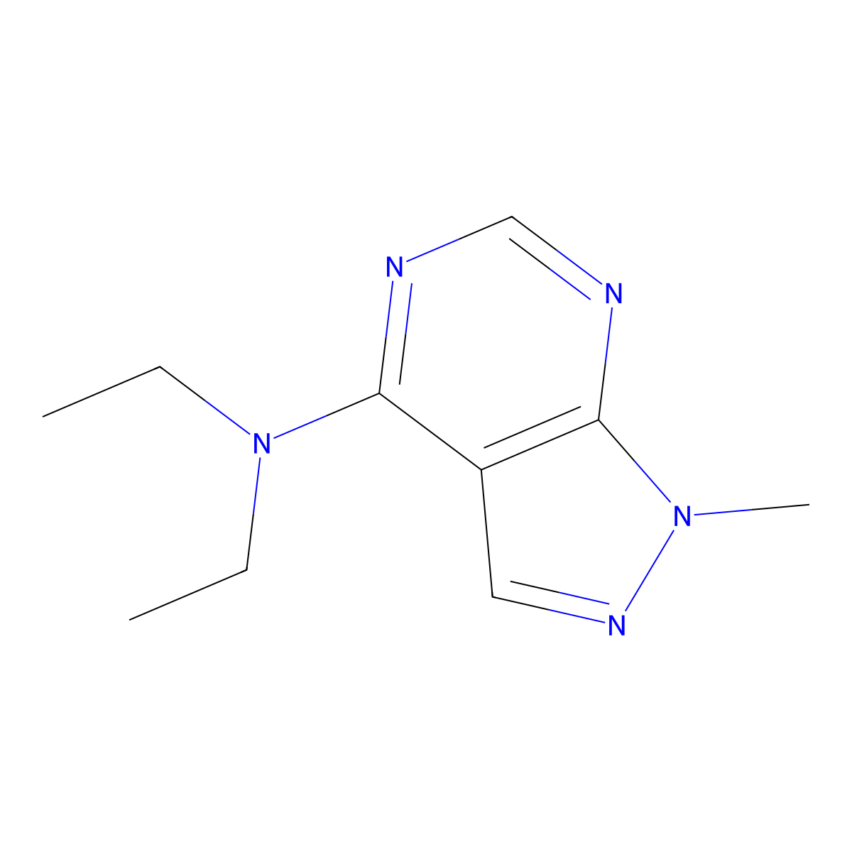 N,N-diethyl-1-methyl-1H-pyrazolo[3,4-d]pyrimidin-4-amine molecular structure, CAS 7460-18-6