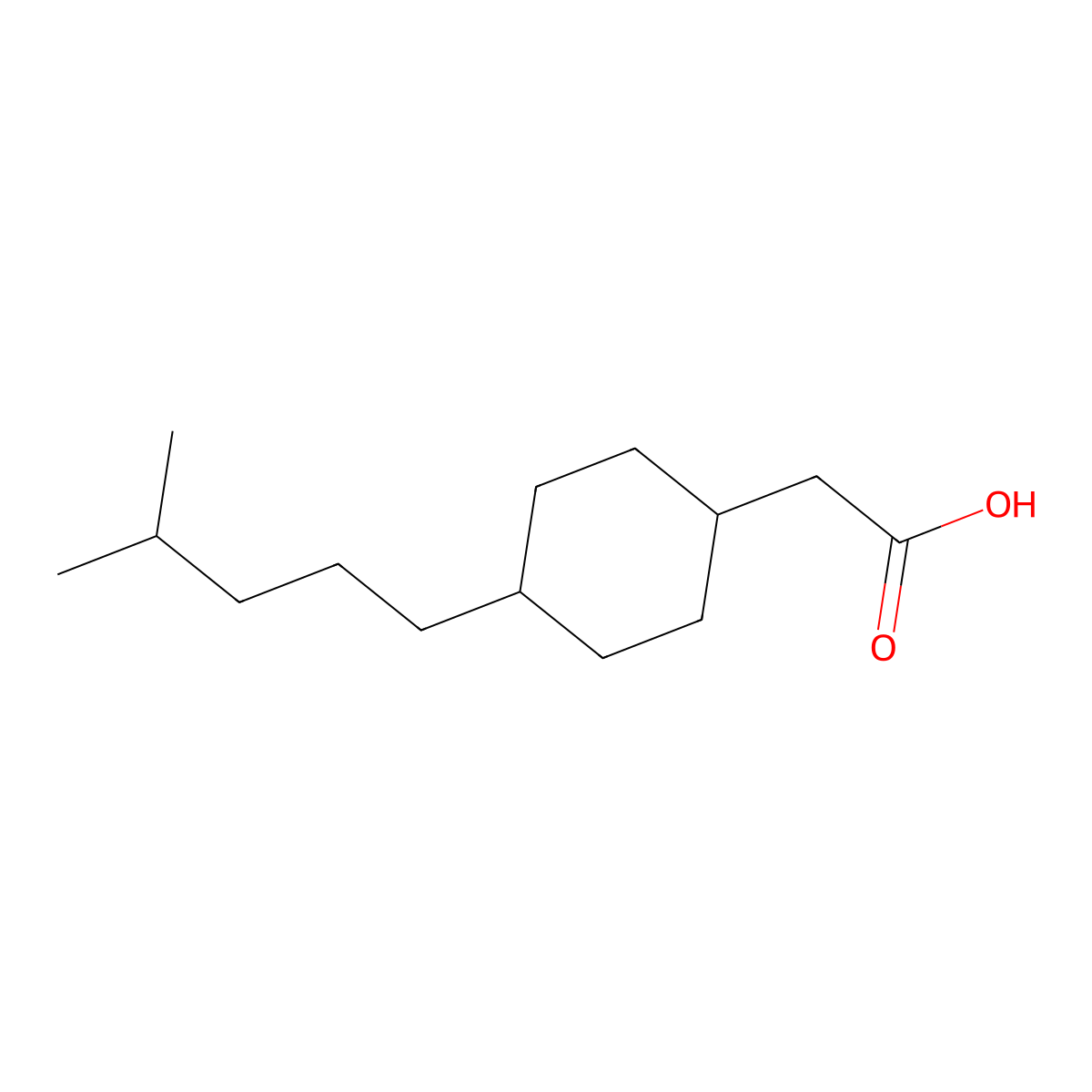 2-[4-(4-Methylpentyl)cyclohexyl]acetic acid molecular structure, CAS 74603-20-6