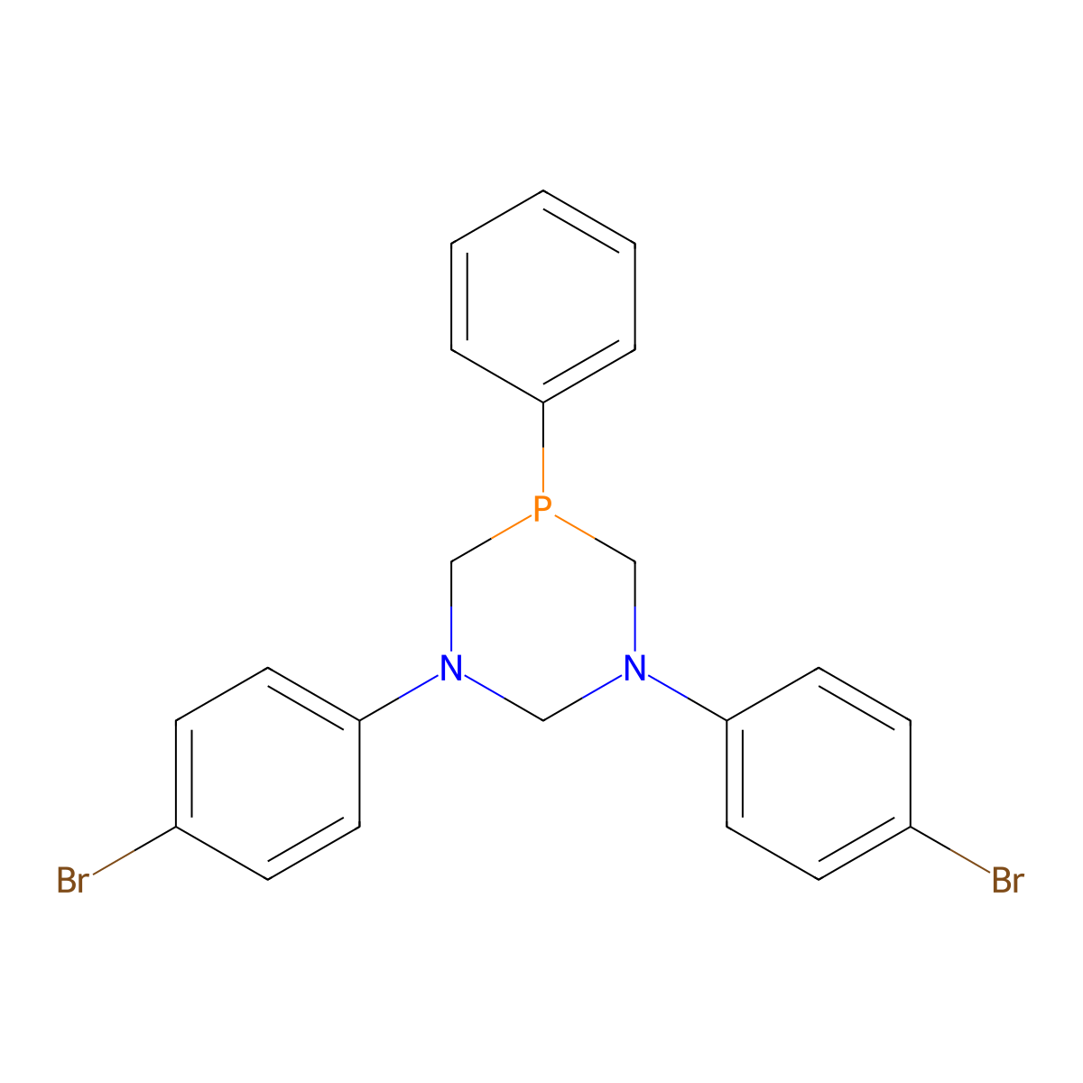 1,3,5-Diazaphosphorine, hexahydro-1,3-bis(4-bromophenyl)-5-phenyl- molecular structure, CAS 74607-68-4