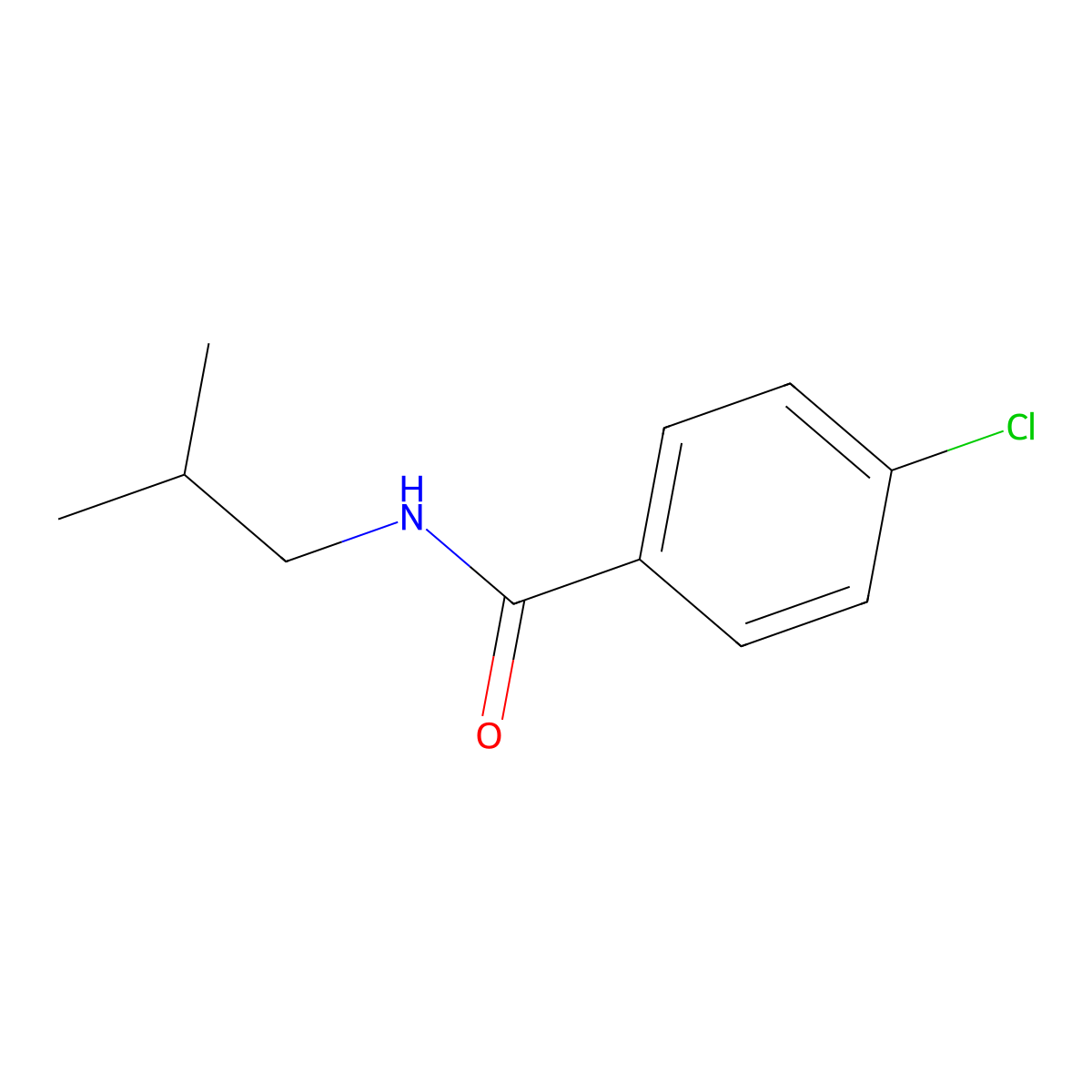 4-chloro-N-(2-methylpropyl)benzamide molecular structure, CAS 7461-33-8