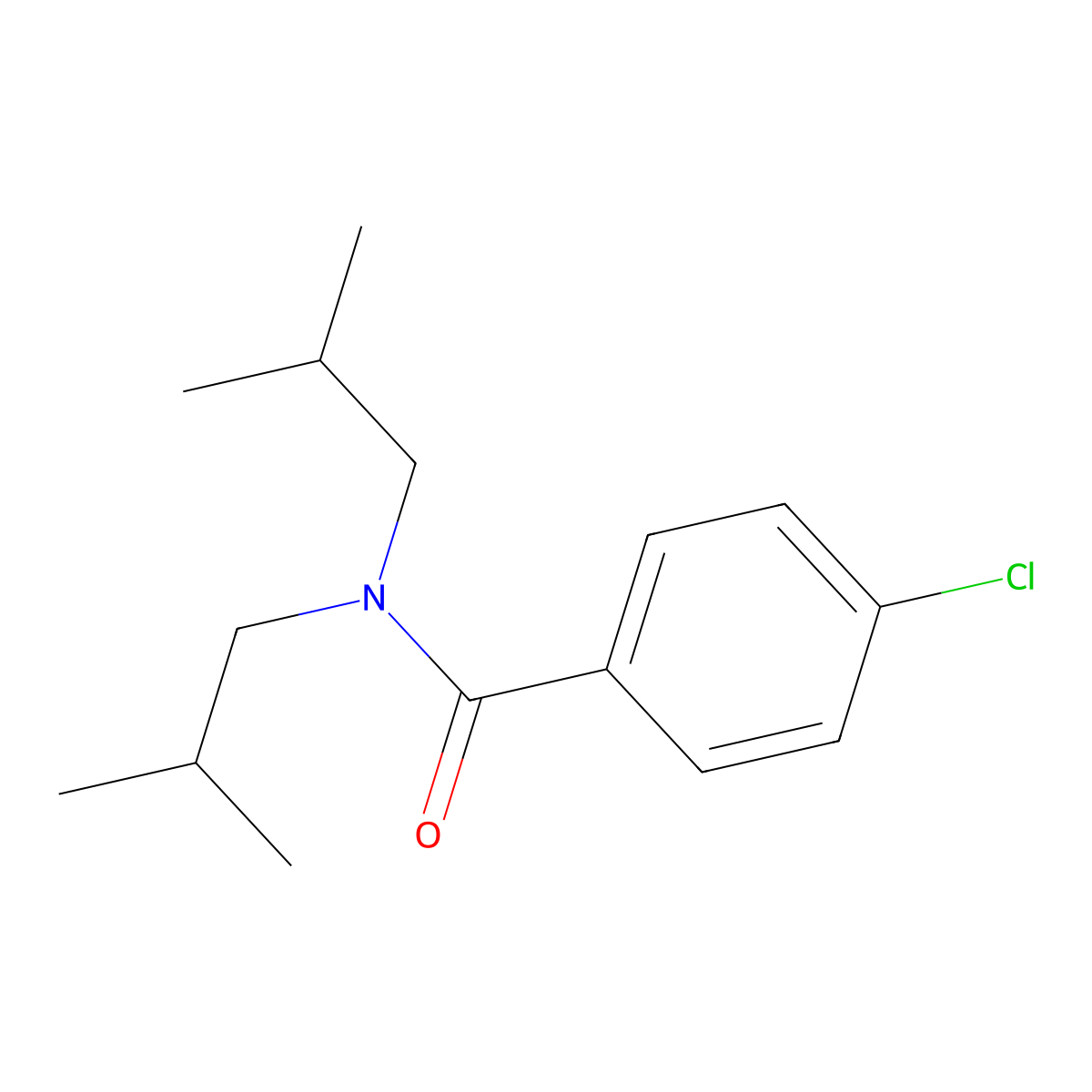 4-Chloro-N,N-bis(2-methylpropyl)benzamide molecular structure, CAS 7461-44-1