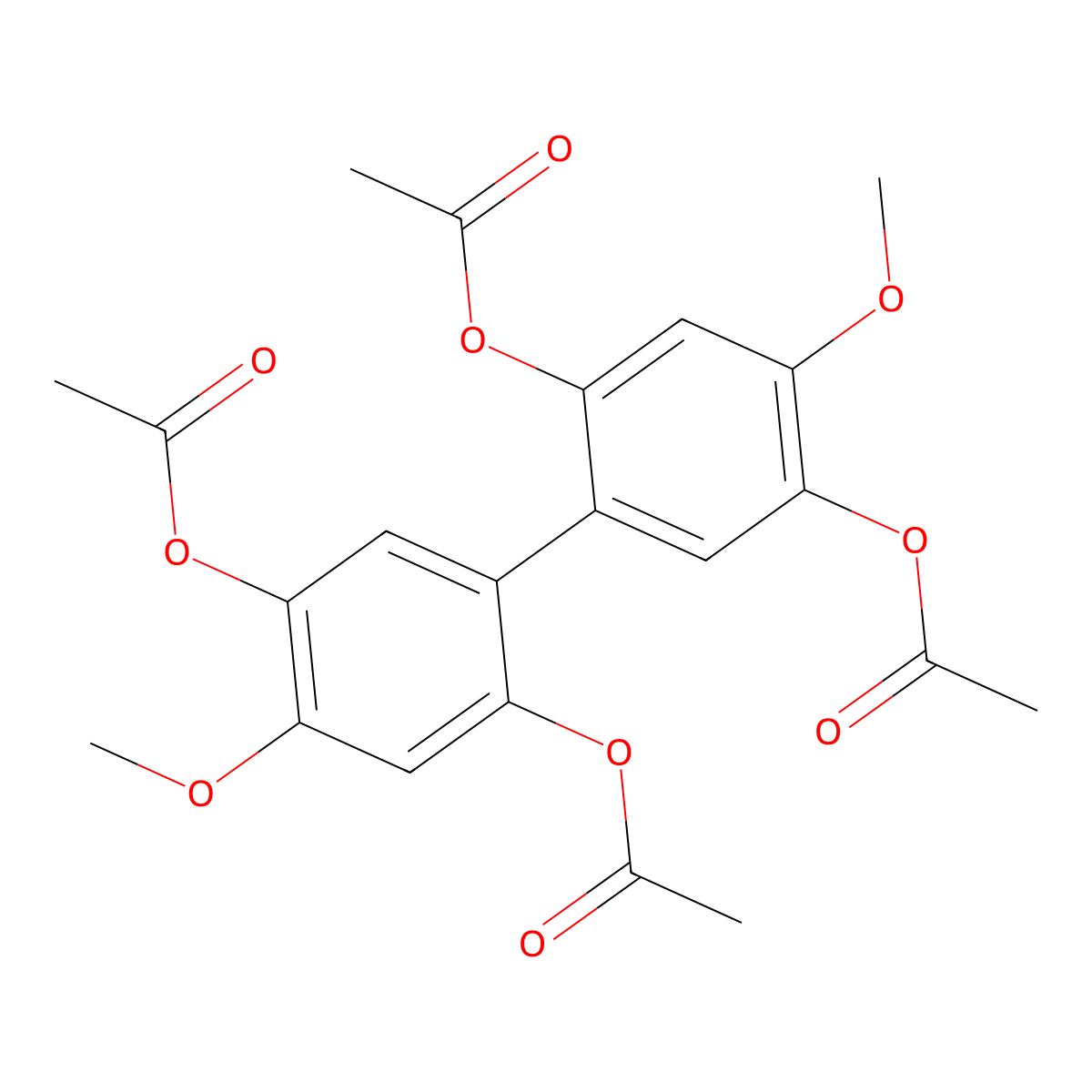 4,4'-Dimethoxy-2,2'5,5'-tetraacetoxybiphenyl molecular structure, CAS 7461-72-5