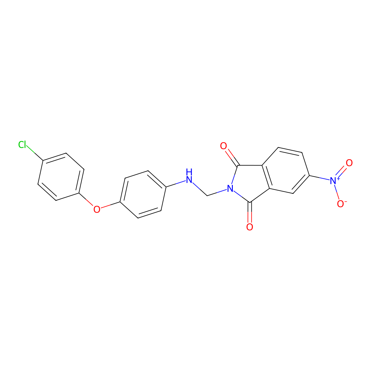 2-[[[4-(4-Chlorophenoxy)phenyl]amino]methyl]-5-nitro-1H-isoindole-1,3(2H)-dione molecular structure, CAS 74614-54-3
