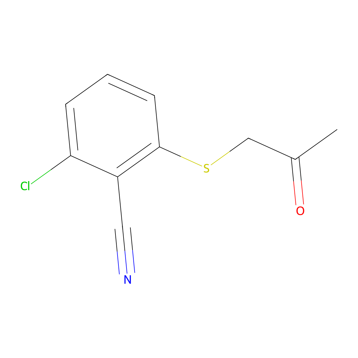 2-Chloro-6-((2-oxopropyl)thio)benzonitrile molecular structure, CAS 74617-09-7