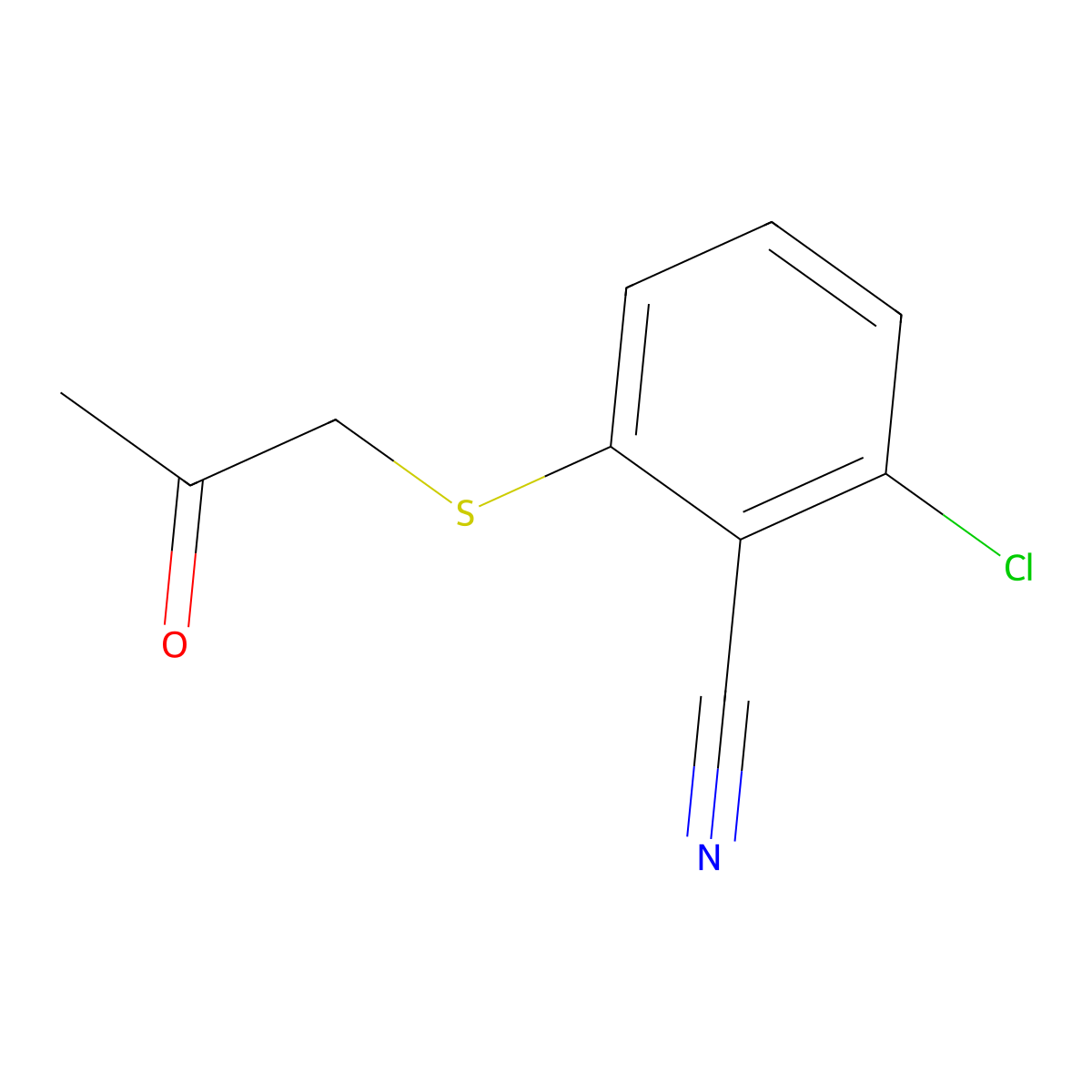 2-Chloro-6-((2-oxopropyl)thio)benzonitrile molecular structure, CAS 74617-09-7