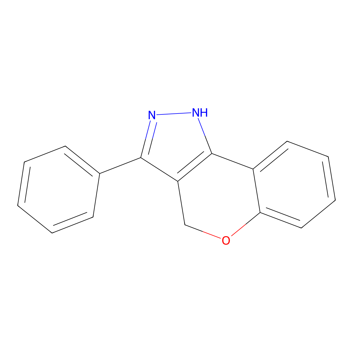 (1)Benzopyrano(4,3-c)pyrazole, 2,4-dihydro-3-phenyl- molecular structure, CAS 74618-04-5