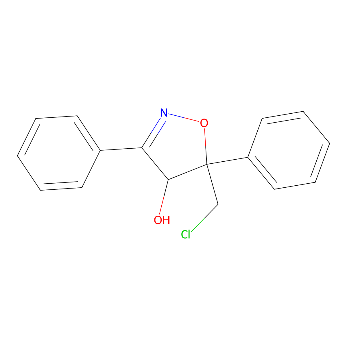 5-(chloromethyl)-3,5-diphenyl-4H-1,2-oxazol-4-ol molecular structure, CAS 7462-78-4