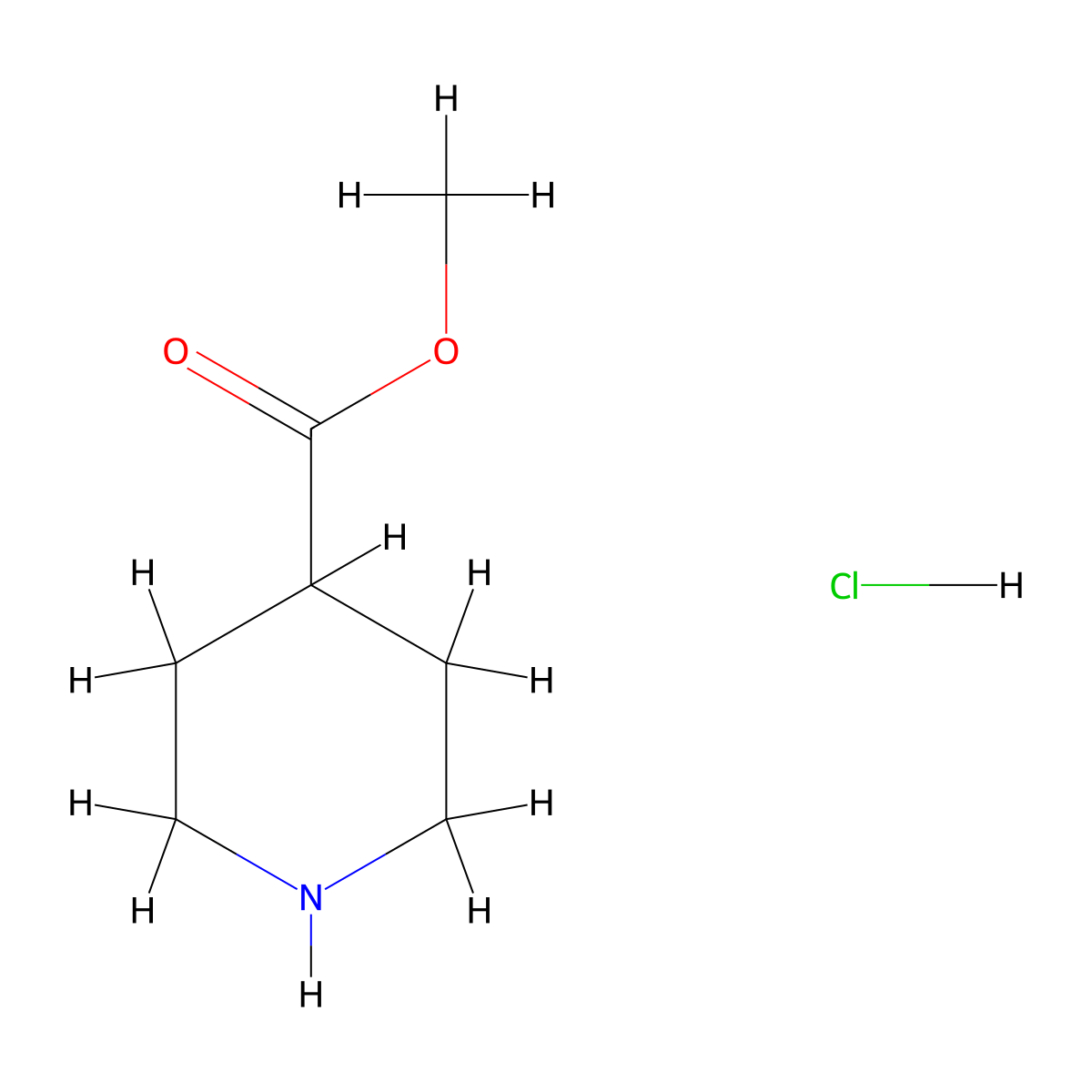 4-Piperidinecarboxylic acid, methyl ester, hydrochloride (1:1) molecular structure, CAS 7462-86-4