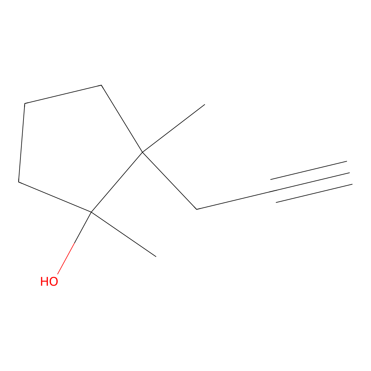 1,2-Dimethyl-2-(prop-2-yn-1-yl)cyclopentan-1-ol molecular structure, CAS 74629-82-6
