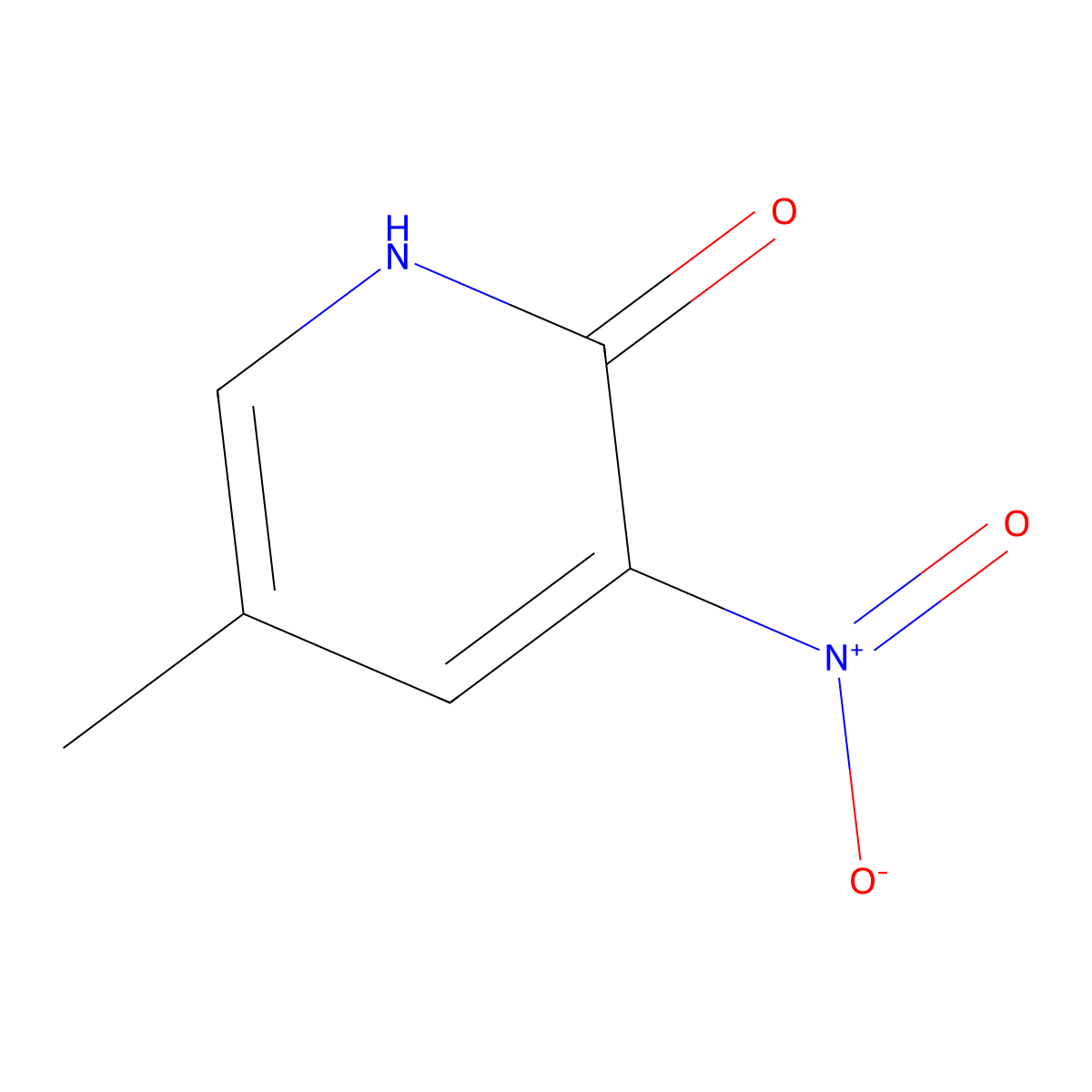 2-Hydroxy-5-methyl-3-nitropyridine molecular structure, CAS 7464-14-4