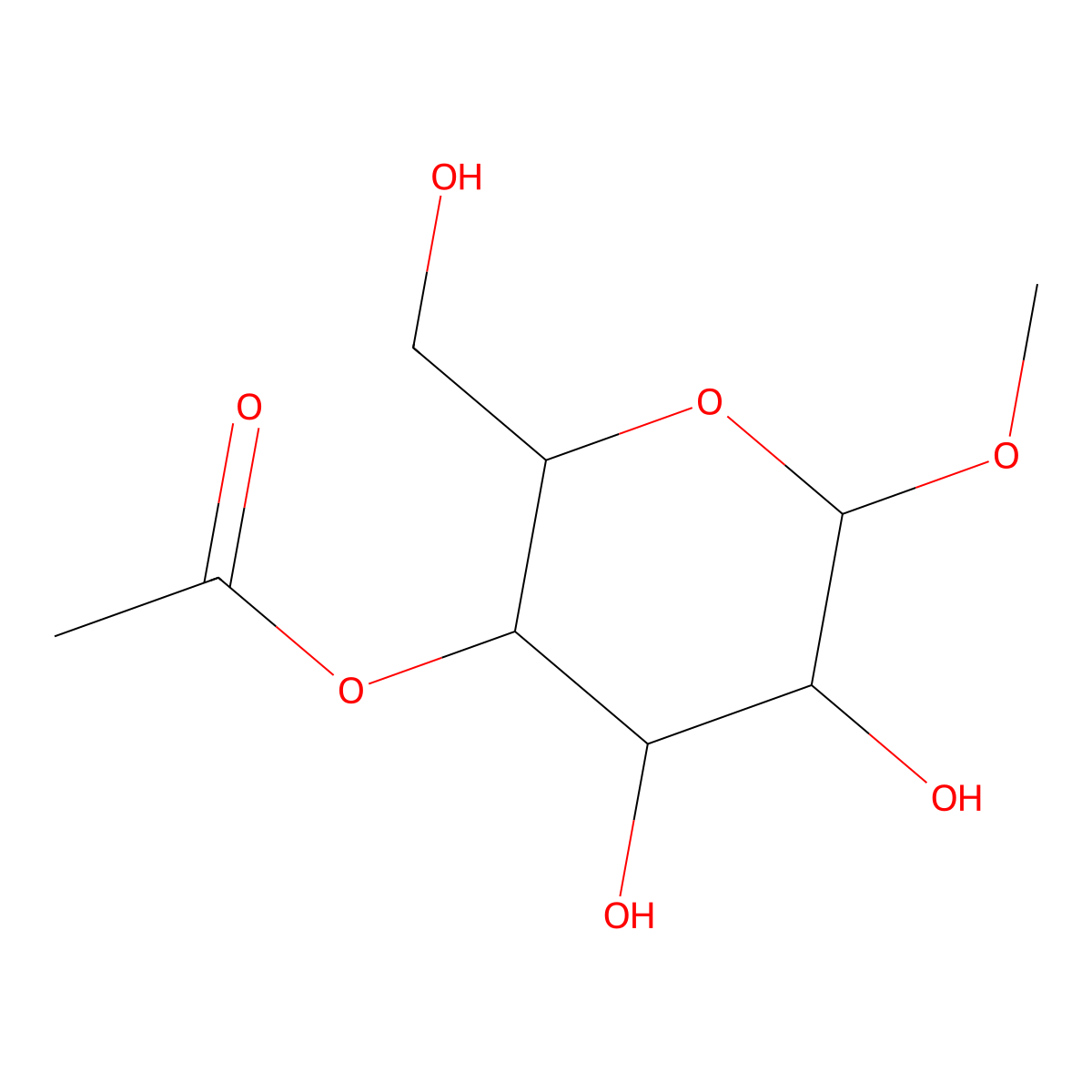 Methyl 4-O-acetylhexopyranoside molecular structure, CAS 7464-26-8