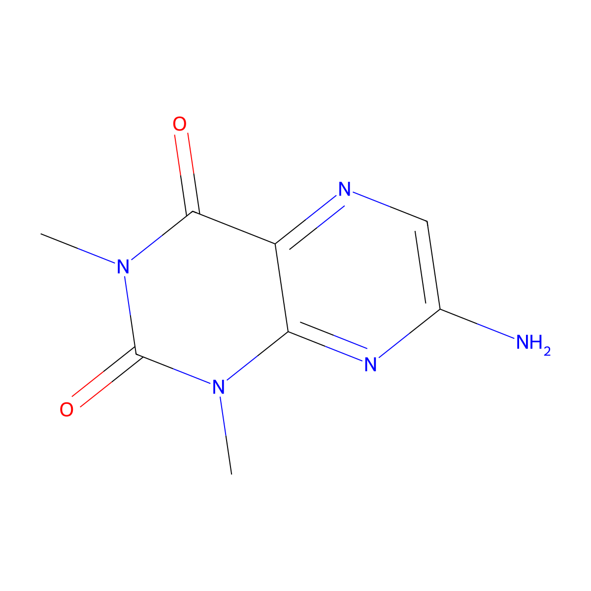 7-Amino-1,3-dimethyl-2,4(1H,3H)-pteridinedione molecular structure, CAS 7464-70-2