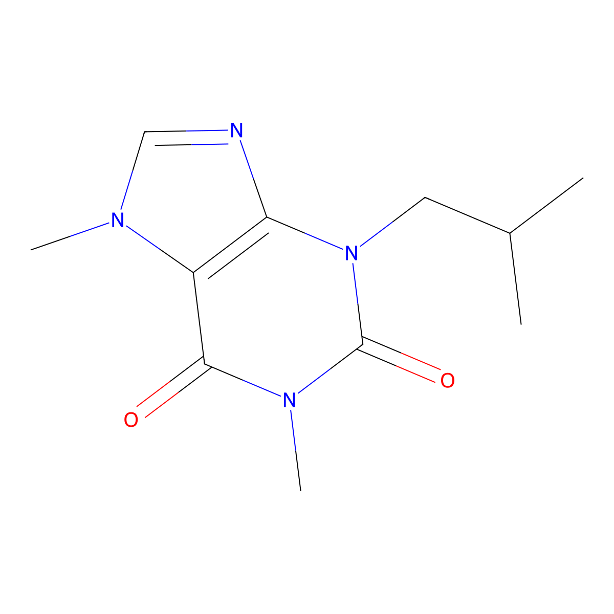 1,7-Dimethyl-3-isobutylxanthine molecular structure, CAS 7464-84-8