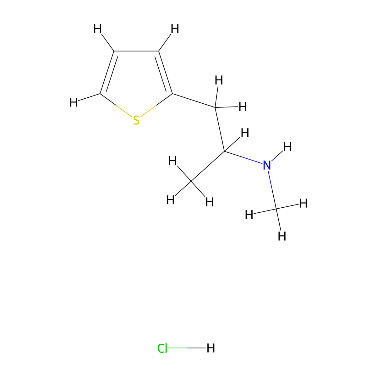 Methiopropamine (N-methyl-1-(thiophen-2-yl)propan-2-amine) molecular structure, CAS 7464-94-0
