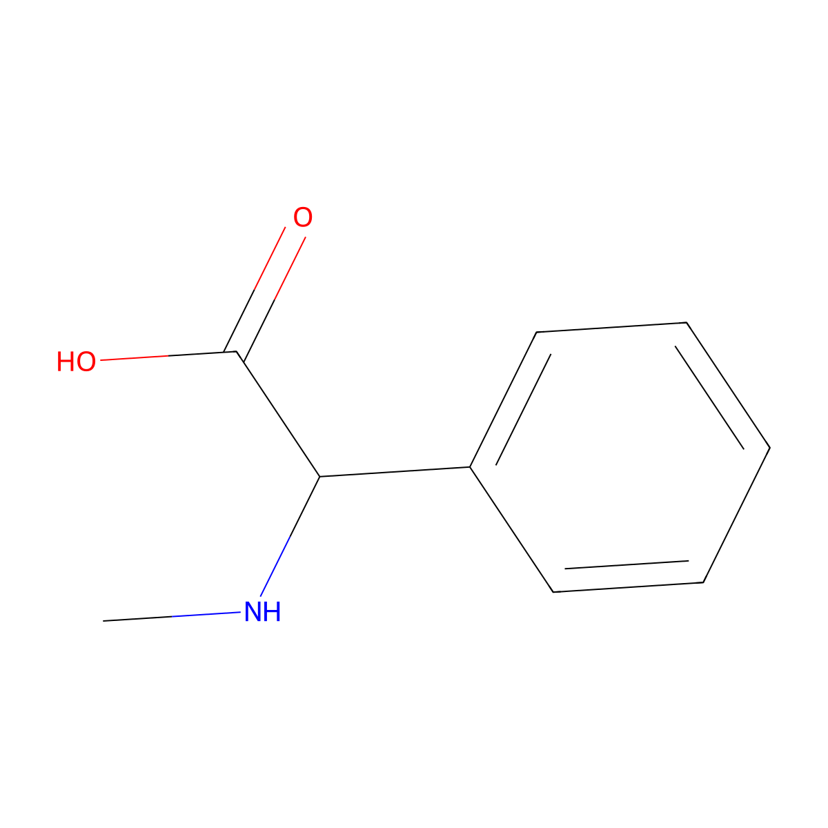 2-(Methylamino)-2-phenylacetic acid molecular structure, CAS 74641-60-4