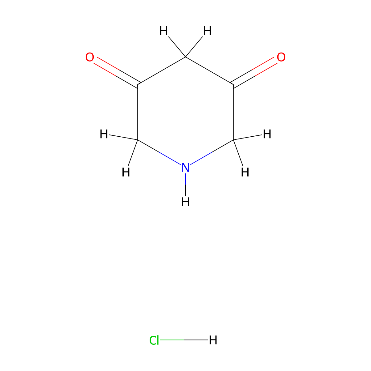 Piperidine-3,5-dione hydrochloride molecular structure, CAS 74647-23-7