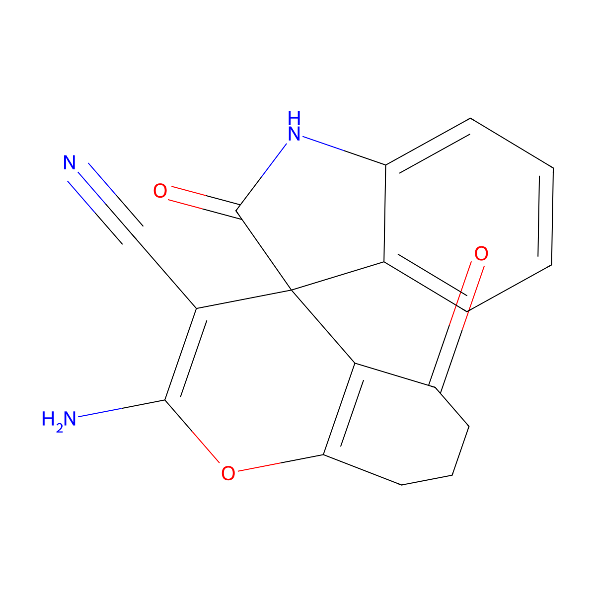 2-Amino-2',5-dioxo-1',2',5,6,7,8-hexahydrospiro[chromene-4,3'-indole]-3-carbonitrile molecular structure, CAS 74647-54-4