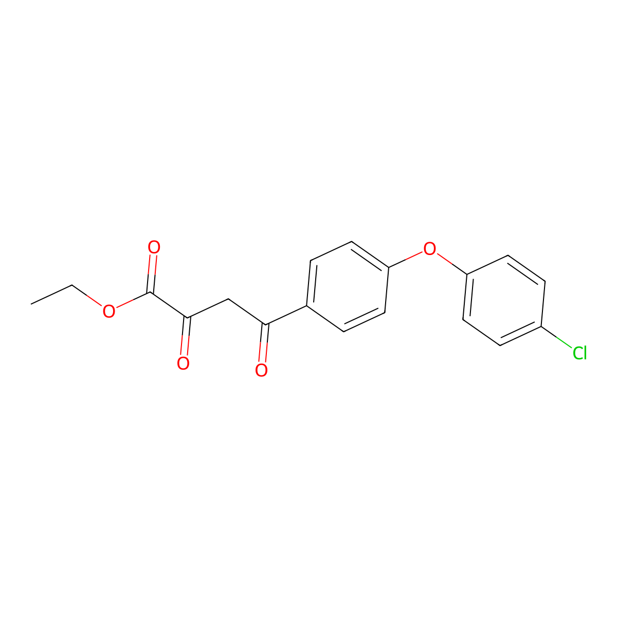 Ethyl 4-(4-(4-chlorophenoxy)phenyl)-2,4-dioxobutanoate molecular structure, CAS 74649-80-2