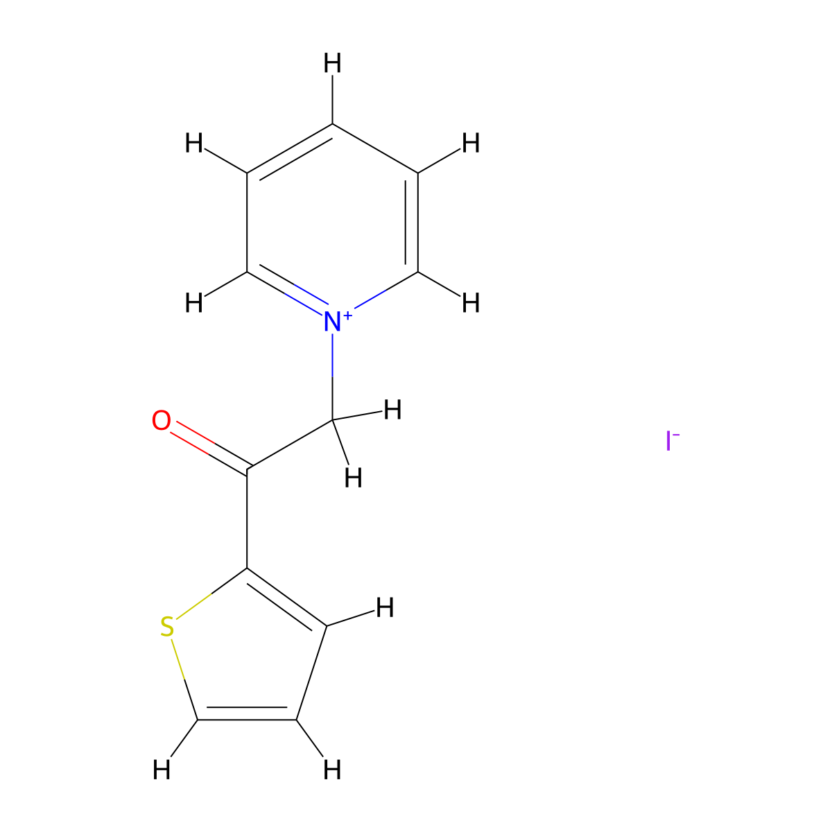 1-[2-Oxo-2-(thiophen-2-yl)ethyl]pyridin-1-ium iodide molecular structure, CAS 7465-65-8