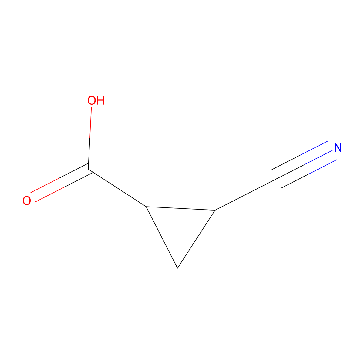 rac-(1R,2S)-2-cyanocyclopropane-1-carboxylic acid molecular structure, CAS 74650-11-6