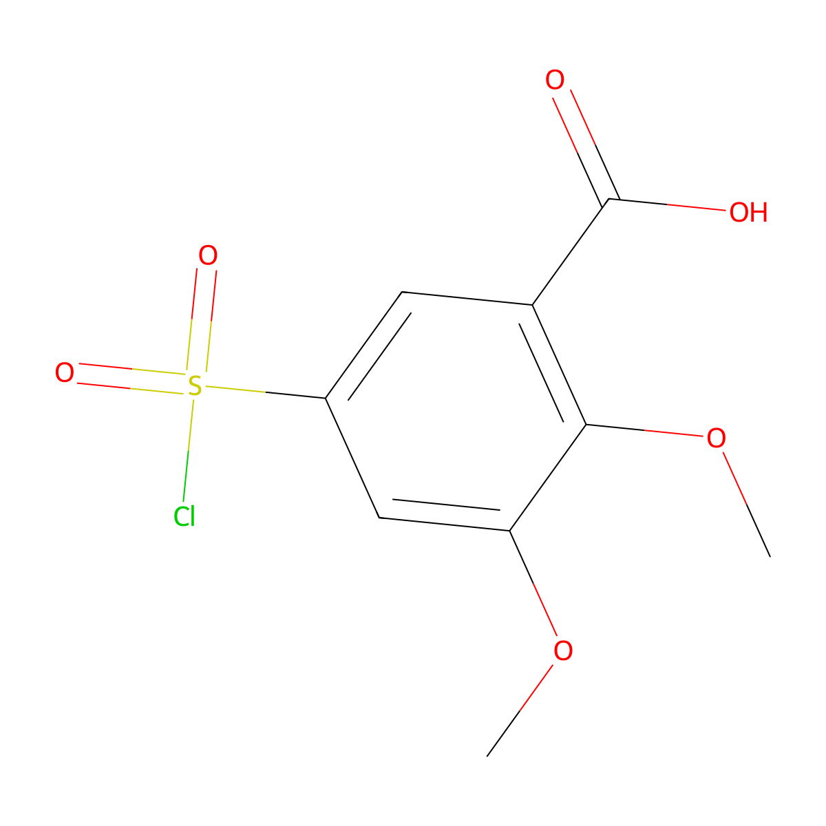 5-Chlorosulphonyl-2,3-dimethoxybenzoic acid molecular structure, CAS 74651-62-0