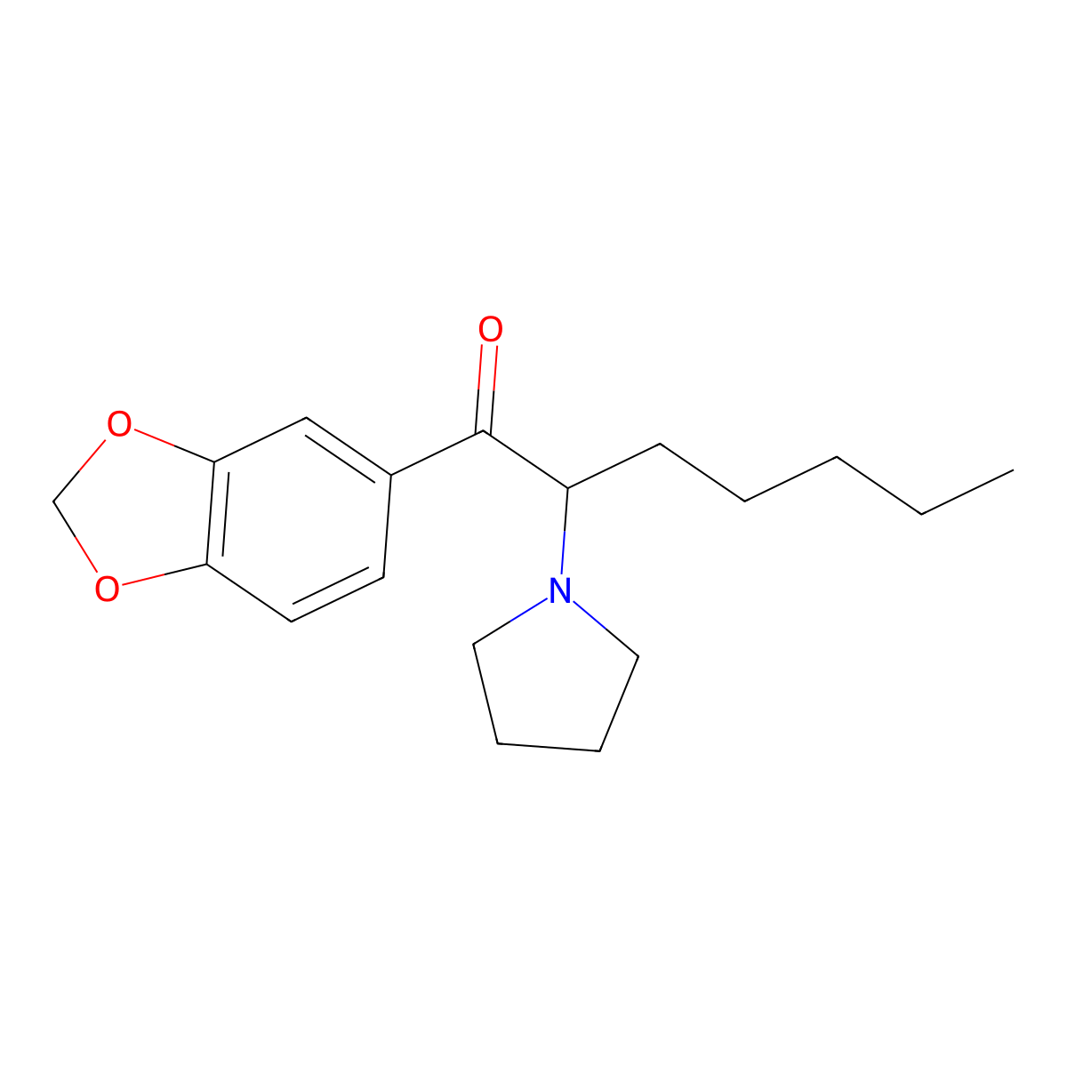 1-(1,3-Benzodioxol-5-yl)-2-(1-pyrrolidinyl)heptan-1-one molecular structure, CAS 746541-09-3