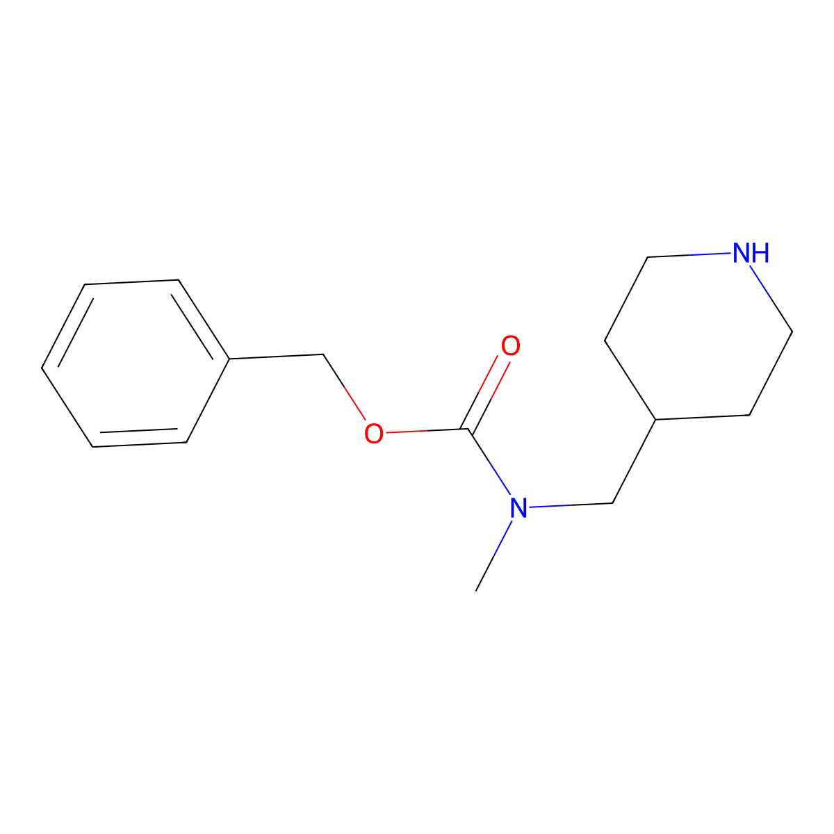 Benzyl methyl(piperidin-4-ylmethyl)carbamate molecular structure, CAS 746578-71-2