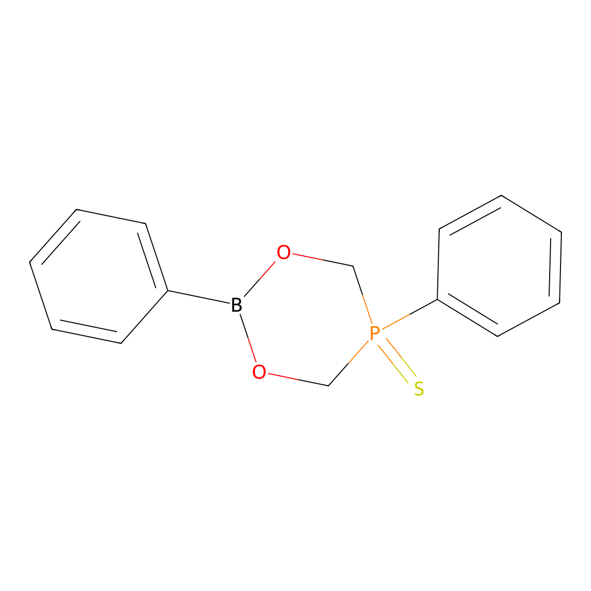 1,3,5,2-Dioxaphosphaborinane, 2,5-diphenyl-, 5-sulfide molecular structure, CAS 74659-21-5