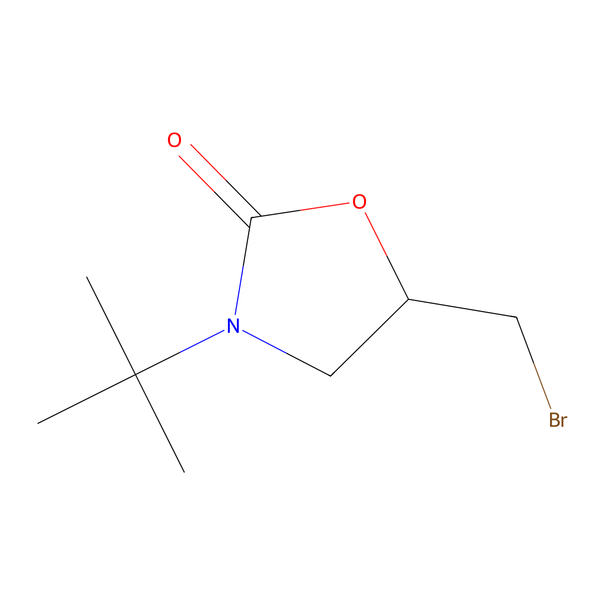 5-(Bromomethyl)-3-tert-butyl-1,3-oxazolidin-2-one molecular structure, CAS 74659-98-6