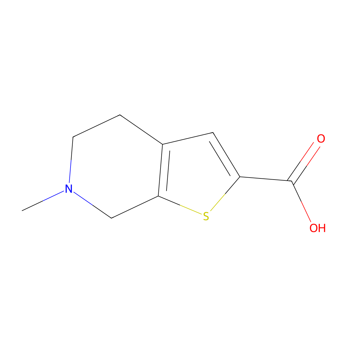6-methyl-4H,5H,6H,7H-thieno[2,3-c]pyridine-2-carboxylic acid molecular structure, CAS 746597-30-8