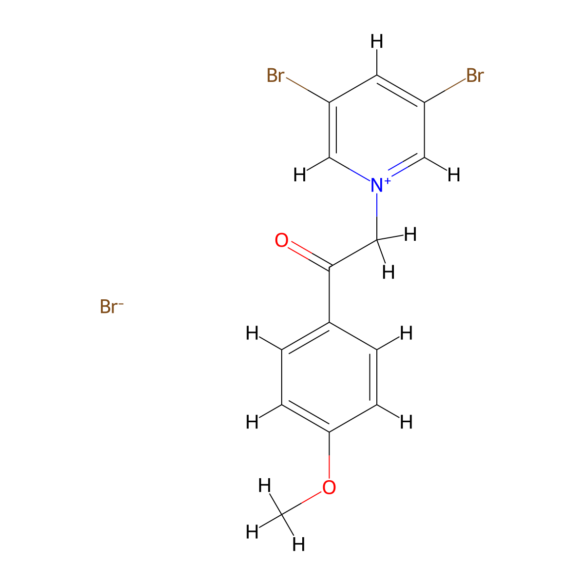 3,5-Dibromo-1-(2-(4-methoxyphenyl)-2-oxoethyl)pyridin-1-ium bromide molecular structure, CAS 7466-78-6