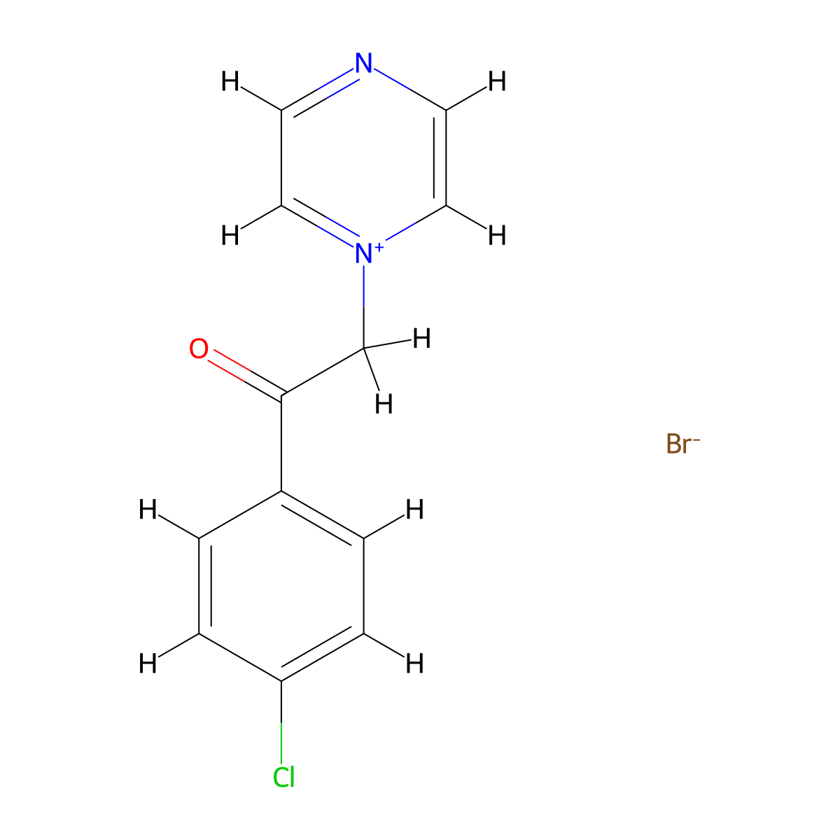 1-[2-(4-Chlorophenyl)-2-oxoethyl]pyrazin-1-ium bromide molecular structure, CAS 7466-90-2