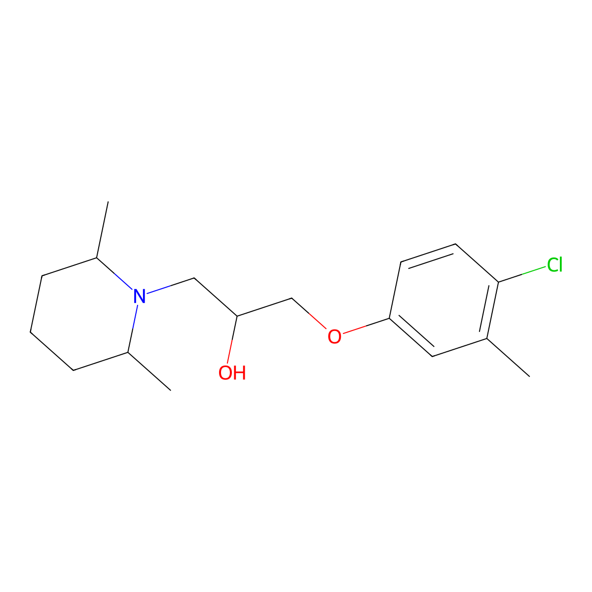 1-(4-Chloro-3-methylphenoxy)-3-(2,6-dimethylpiperidin-1-yl)propan-2-ol molecular structure, CAS 746601-15-0