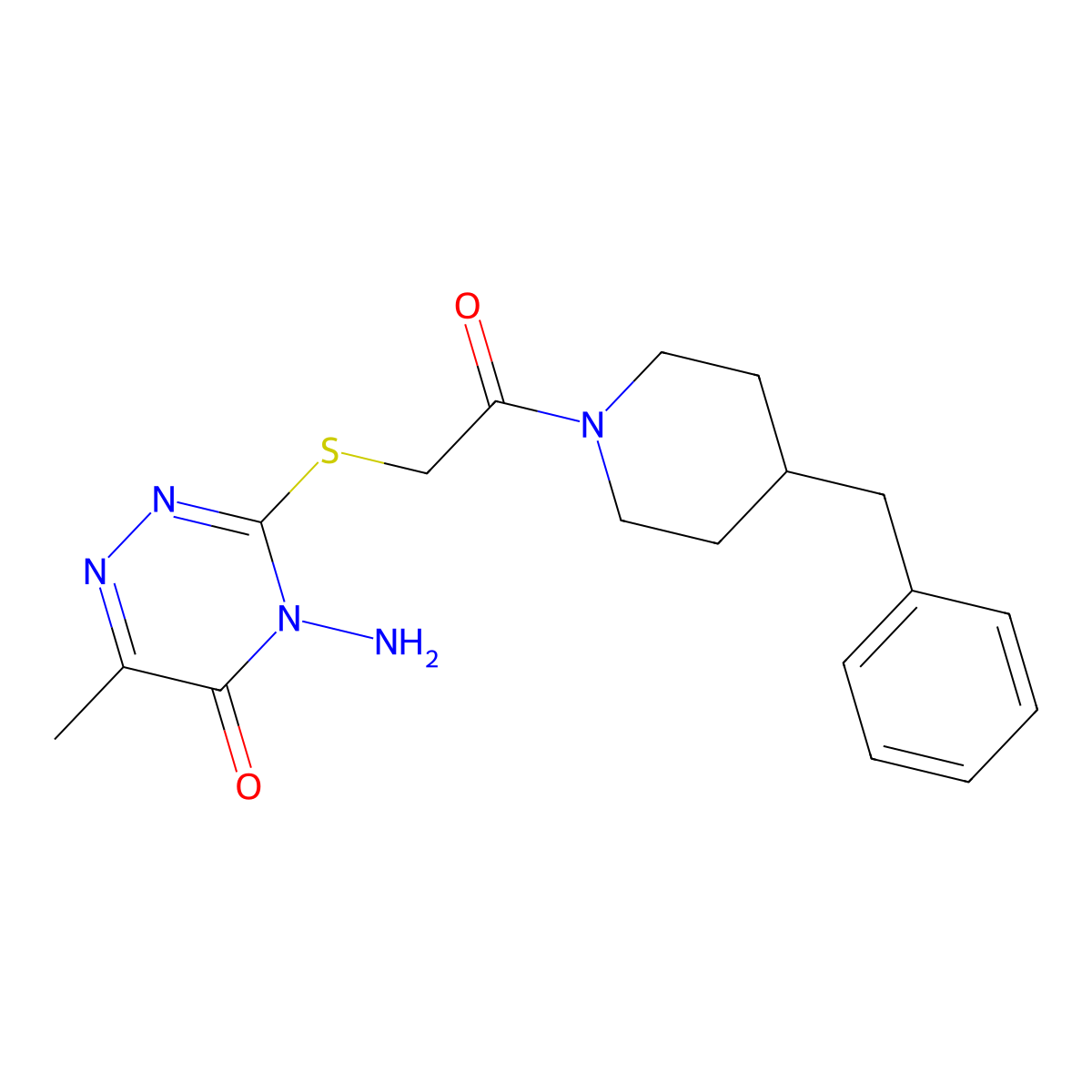 4-Amino-3-{[2-(4-benzylpiperidin-1-yl)-2-oxoethyl]sulfanyl}-6-methyl-4,5-dihydro-1,2,4-triazin-5-one molecular structure, CAS 746605-80-1