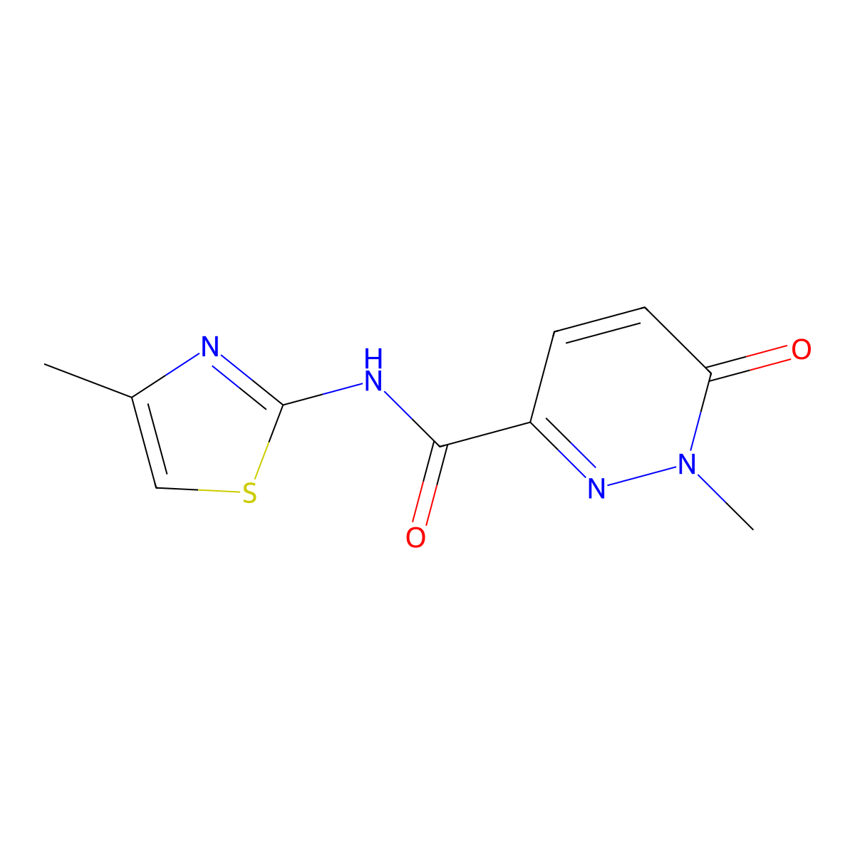 1-methyl-N-(4-methylthiazol-2-yl)-6-oxo-1,6-dihydropyridazine-3-carboxamide molecular structure, CAS 746606-46-2