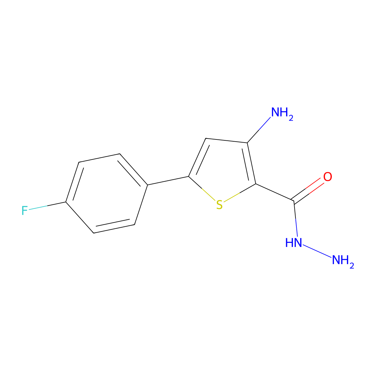 3-Amino-5-(4-fluorophenyl)thiophene-2-carbohydrazide molecular structure, CAS 746607-48-7
