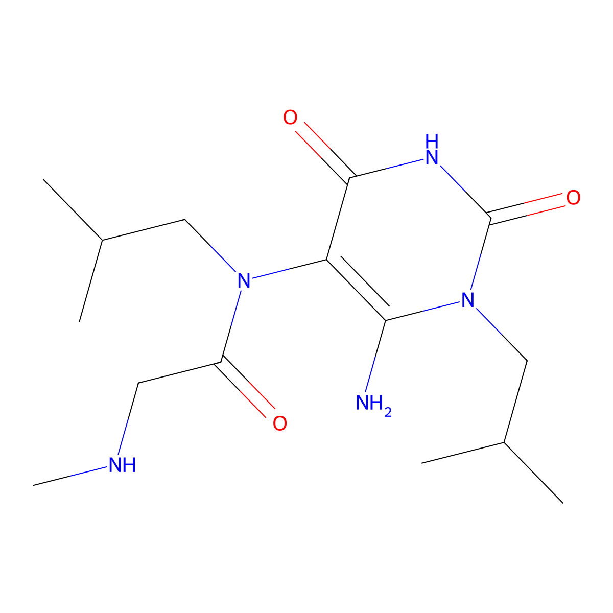 N-[6-amino-1-(2-methylpropyl)-2,4-dioxo-1,2,3,4-tetrahydropyrimidin-5-yl]-2-(methylamino)-N-(2-methylpropyl)acetamide molecular structure, CAS 746607-52-3