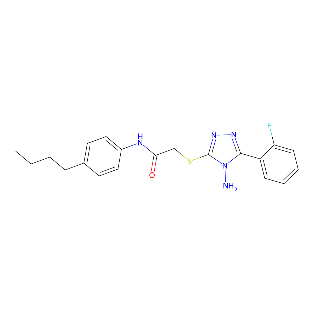 2-{[4-amino-5-(2-fluorophenyl)-4H-1,2,4-triazol-3-yl]sulfanyl}-N-(4-butylphenyl)acetamide molecular structure, CAS 746608-79-7