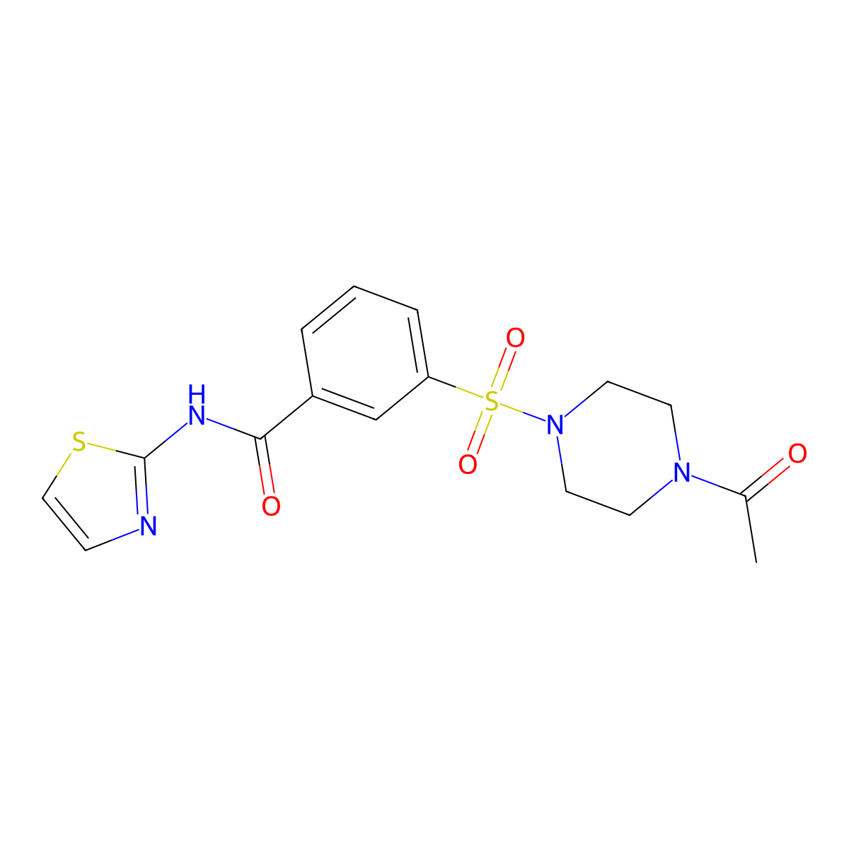 3-(4-acetylpiperazin-1-yl)sulfonyl-N-(1,3-thiazol-2-yl)benzamide molecular structure, CAS 746609-05-2