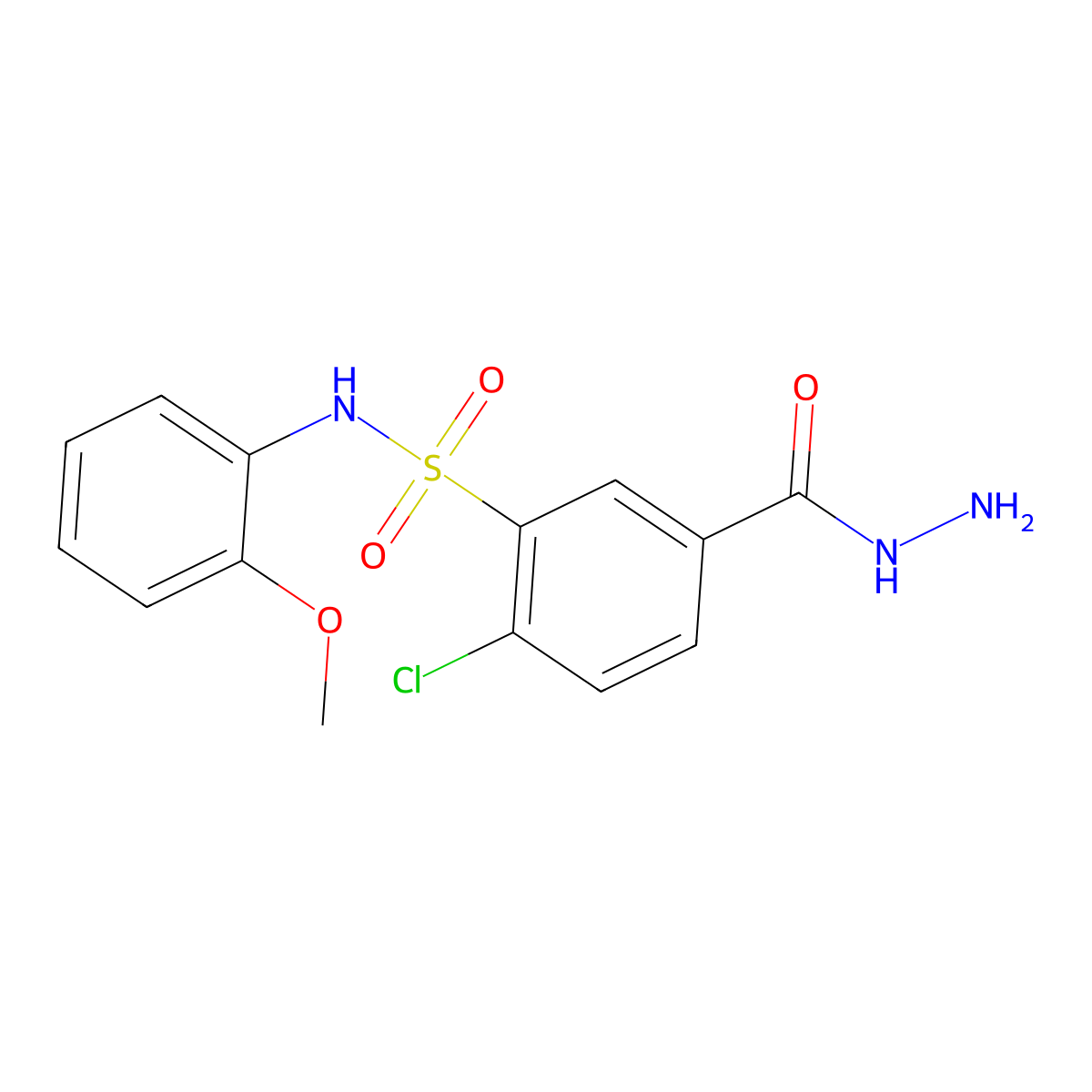 2-chloro-5-(hydrazinecarbonyl)-N-(2-methoxyphenyl)benzene-1-sulfonamide molecular structure, CAS 746610-46-8