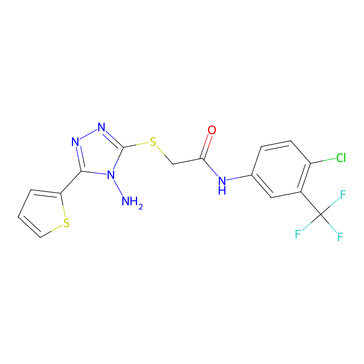 2-{[4-amino-5-(thiophen-2-yl)-4H-1,2,4-triazol-3-yl]sulfanyl}-N-[4-chloro-3-(trifluoromethyl)phenyl]acetamide molecular structure, CAS 746610-73-1