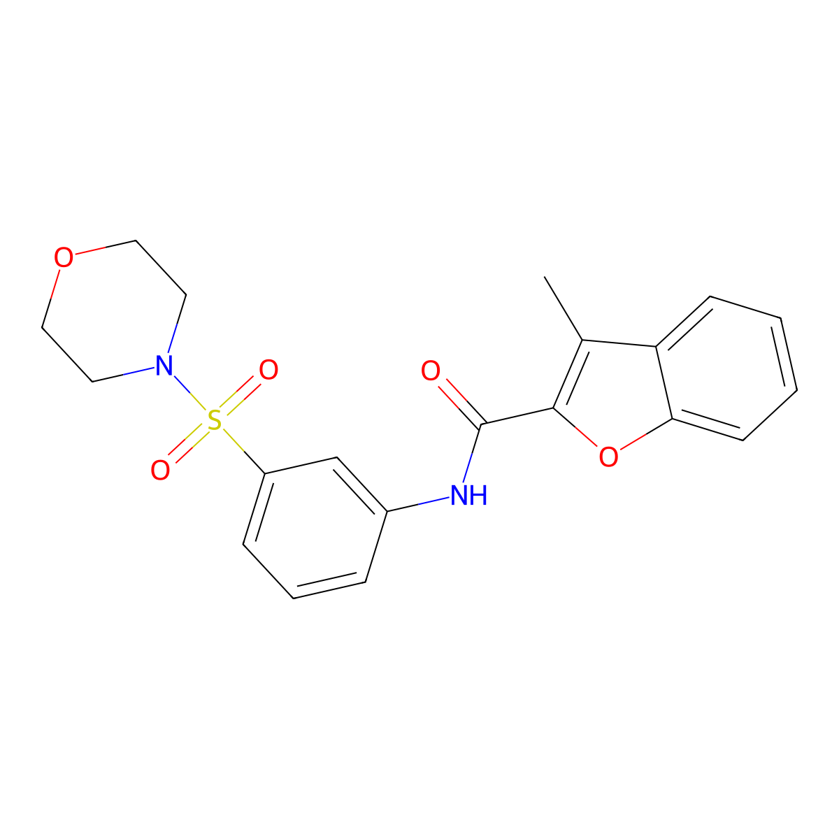 3-methyl-N-(3-morpholin-4-ylsulfonylphenyl)-1-benzofuran-2-carboxamide molecular structure, CAS 746611-95-0
