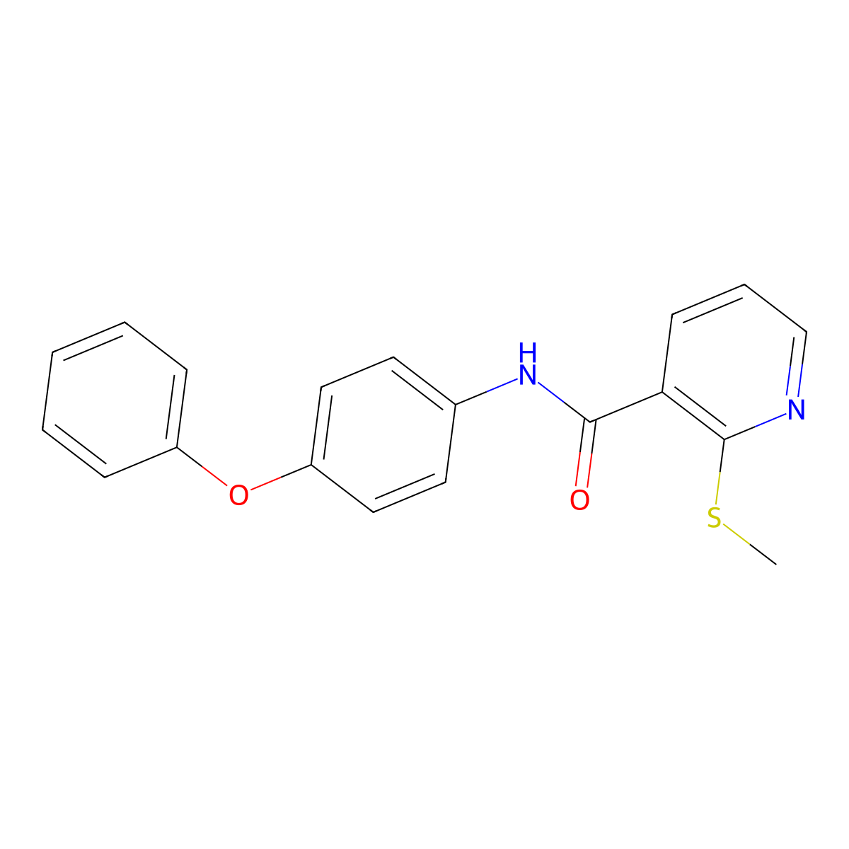 2-methylsulfanyl-N-(4-phenoxyphenyl)pyridine-3-carboxamide molecular structure, CAS 746612-04-4