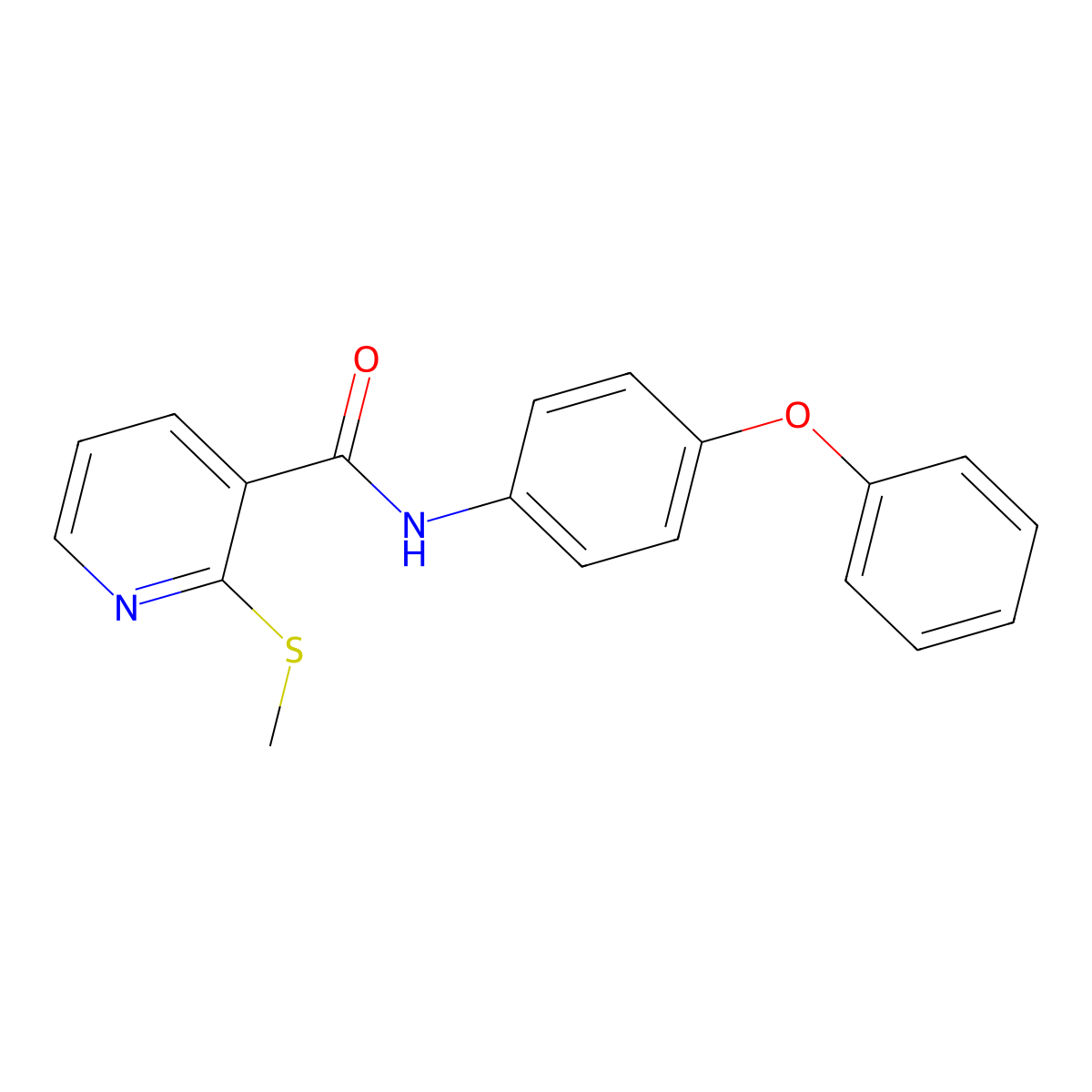 2-methylsulfanyl-N-(4-phenoxyphenyl)pyridine-3-carboxamide molecular structure, CAS 746612-04-4