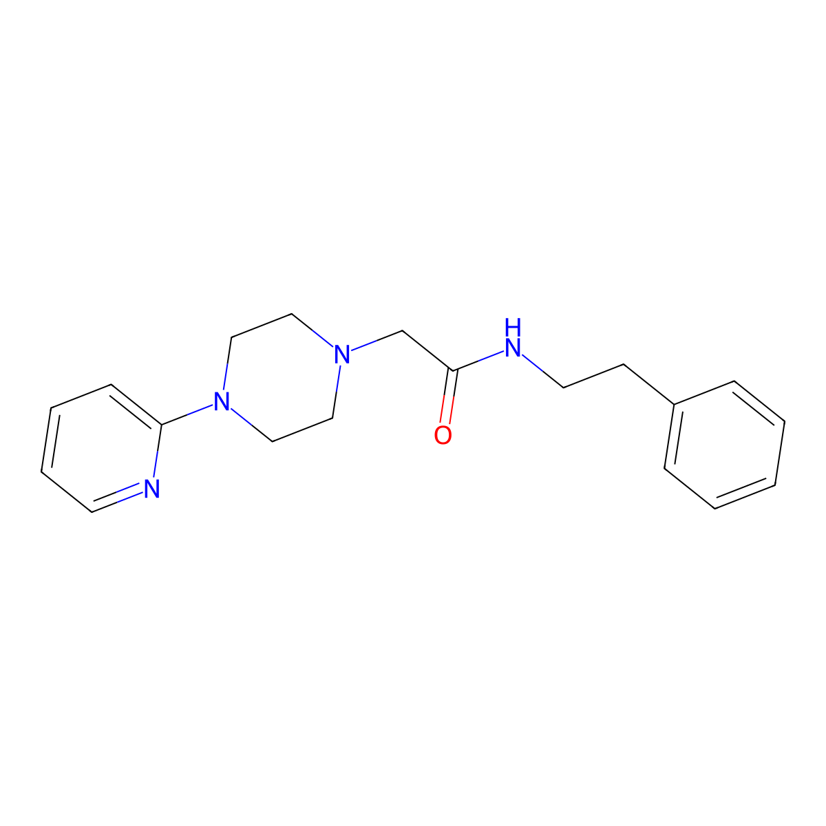 N-(2-phenylethyl)-2-[4-(pyridin-2-yl)piperazin-1-yl]acetamide molecular structure, CAS 746618-45-1