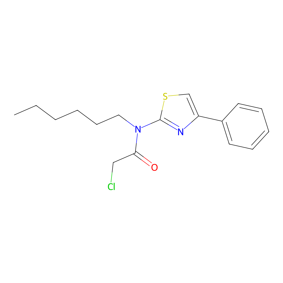 2-chloro-N-hexyl-N-(4-phenyl-1,3-thiazol-2-yl)acetamide molecular structure, CAS 746630-76-2