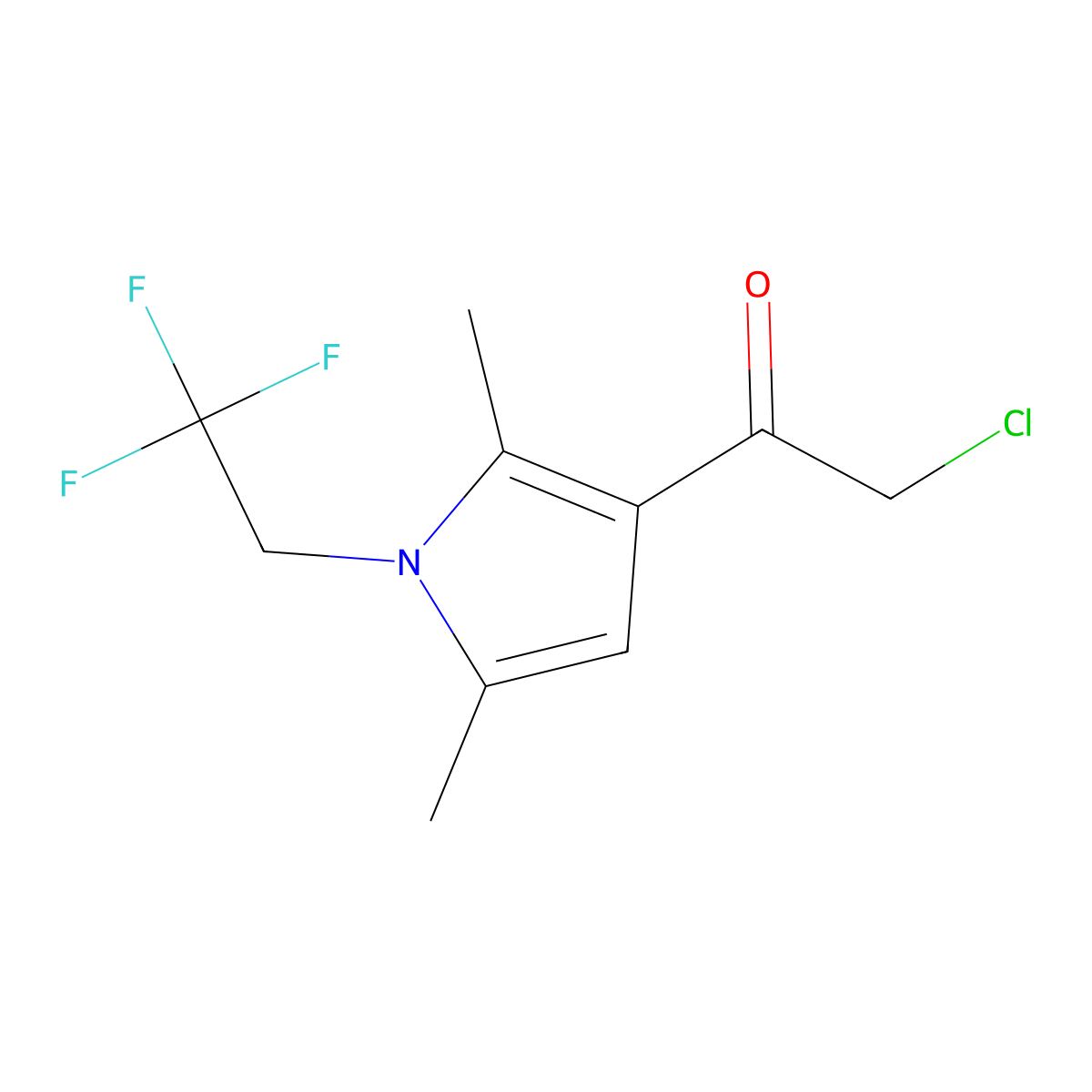 2-chloro-1-(2,5-dimethyl-1-(2,2,2-trifluoroethyl)-1H-pyrrol-3-yl)ethan-1-one molecular structure, CAS 746630-82-0